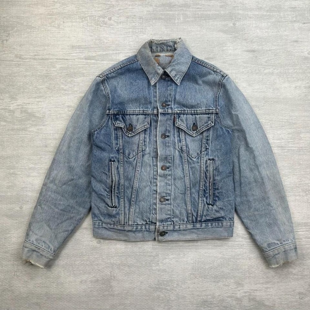 Vintage 80s Levis Type 3 Denim Jacket Mens Small Trucker 2 Pocket Light Wash - Picture 1 of 6
